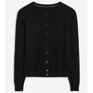 Boden Black Ribbed Cardigan Size M Lightweight Button-Up Classic Knit